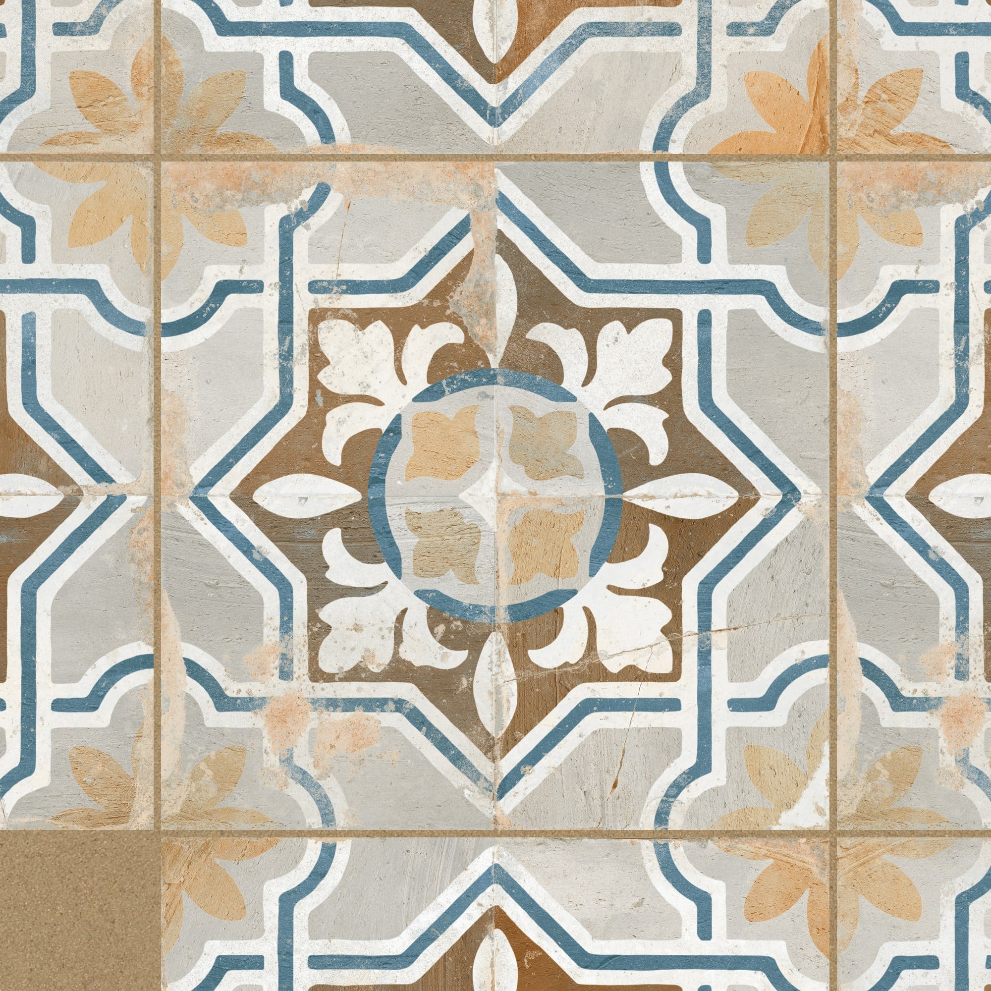 Carrelage Vintage effet Carreau ciment Multicolore Ostia 45x45x0,95 cm Rosaria - Sol et mur intérieur