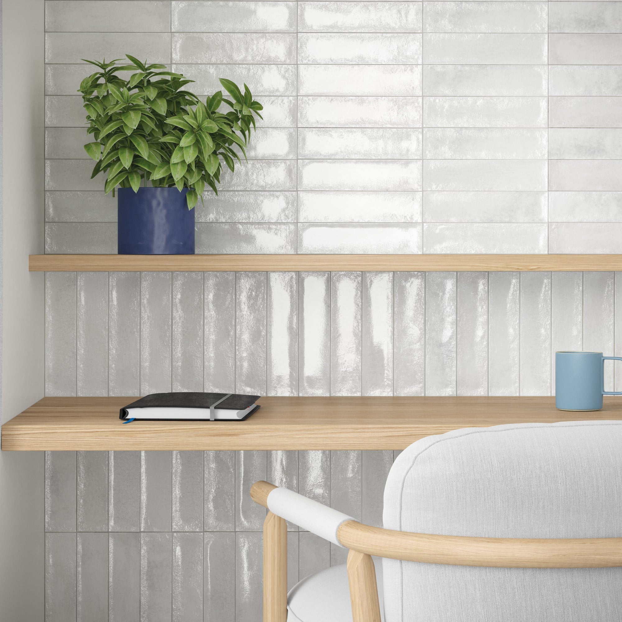 Carrelage effet Zellige Blanc 24,6x6x0,85 cm Montel - Mur intérieur