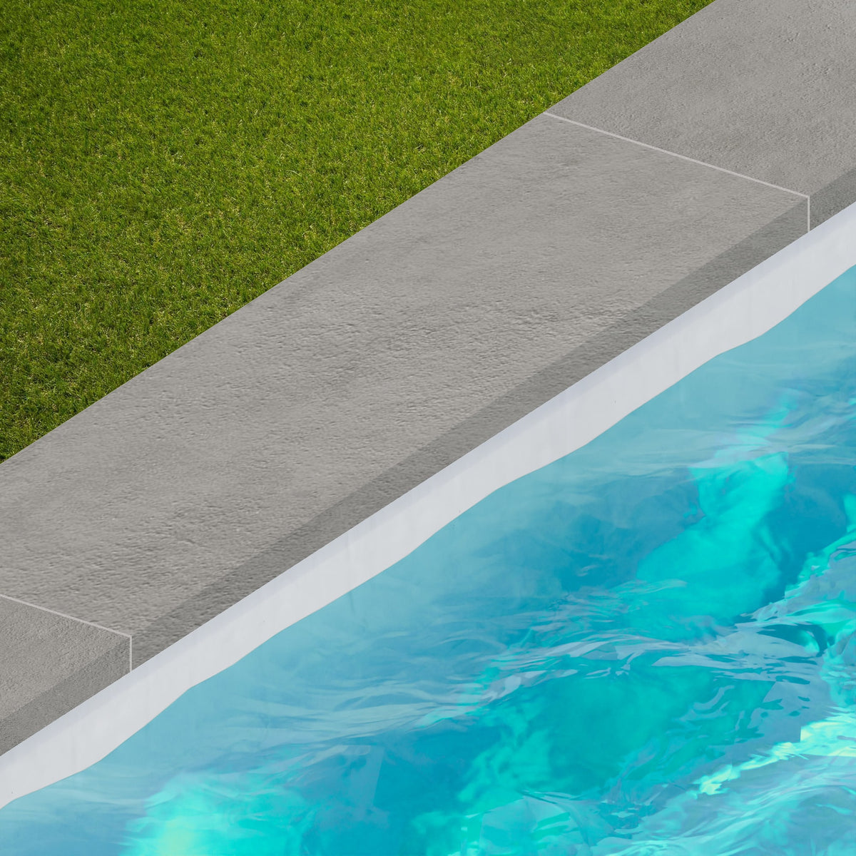 Margelle de piscine effet Béton Gris Cendré 120x33x2 cm Bord Droit avec retombée Gravino