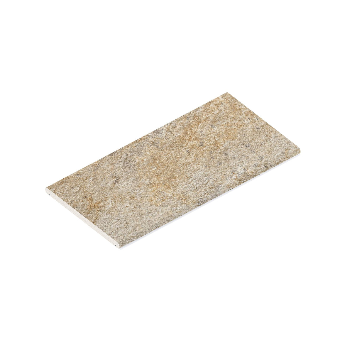 Couvertine effet Pierre Quartzite Beige Doré 60x30x2 cm Bord 1/2 Rond Double Larmier Salvero