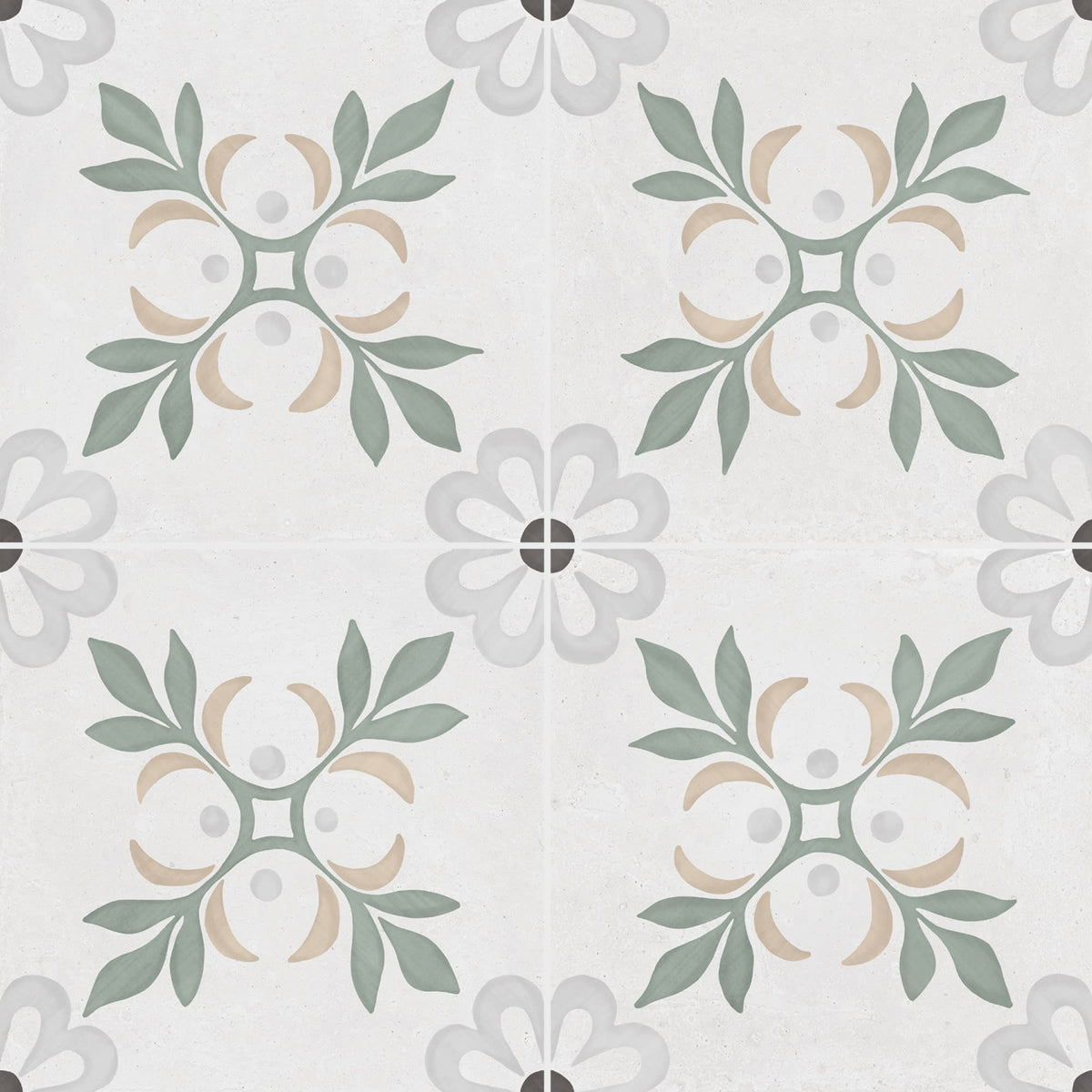 Carrelage effet Carreau ciment Roselis Vert 22,3x22,3x0,9 cm Ventoril - Sol et mur intérieur