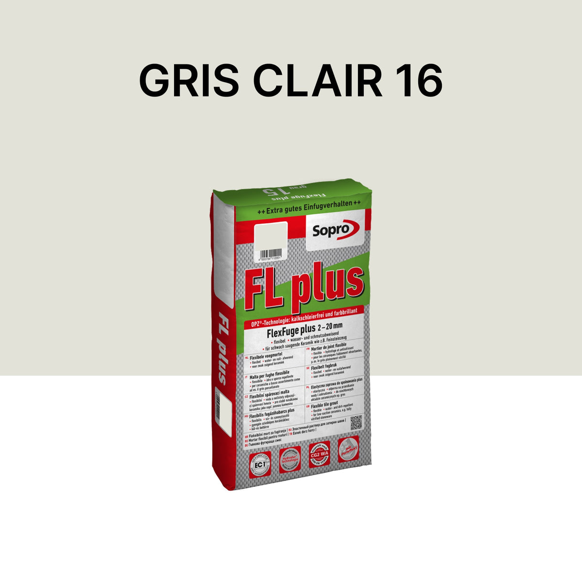 Joint carrelage intérieur et extérieur - 2 à 20 mm - Gris clair 16 - Sopro FL plus - 5 kg