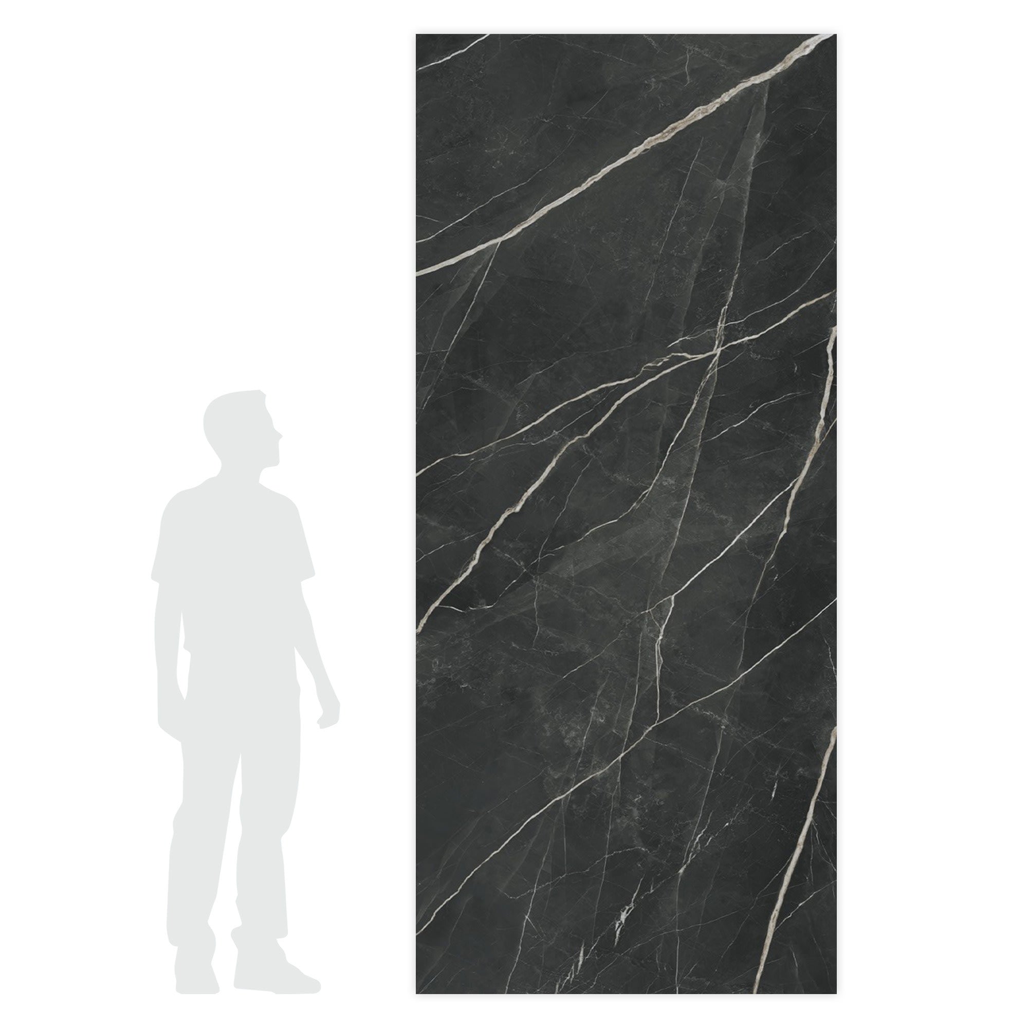 Carrelage effet Marbre Noir Notte 278x120x0,6 cm Brillant Florenza - Mur intérieur