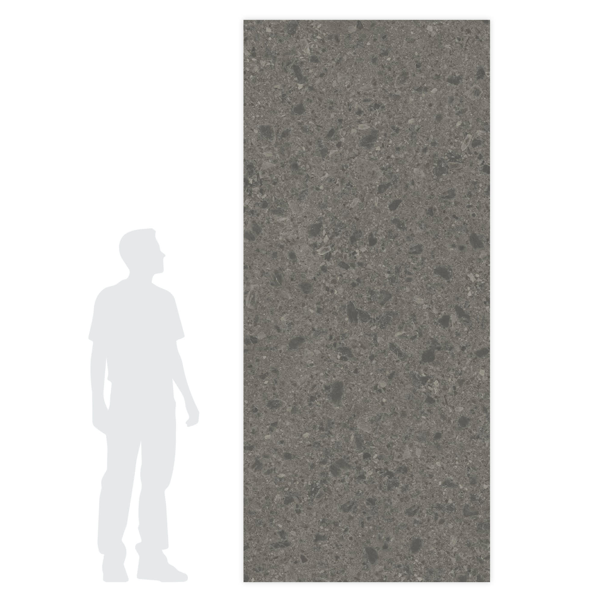 Carrelage effet Pierre Ceppo di Gré Gris Foncé 278x120x0,6 cm Mat Massira - Mur intérieur