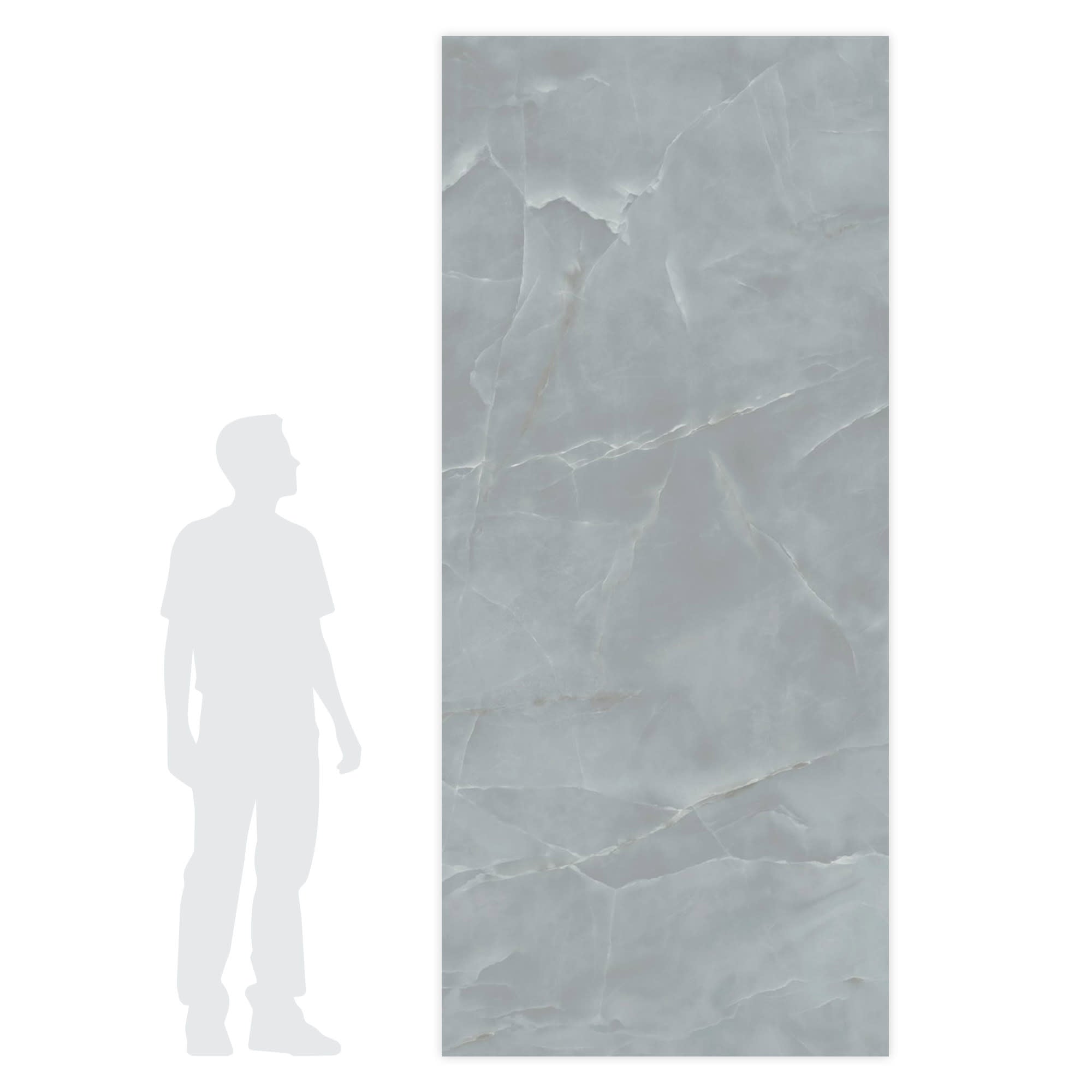 Carrelage effet Onyx Bleu Brume 278x120x0,6 cm Brillant Nerolio - Mur intérieur