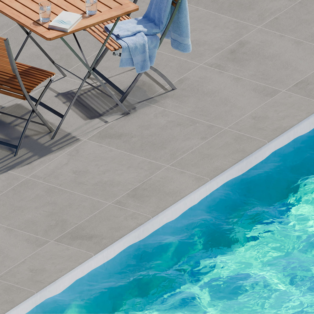 Margelle de piscine effet Béton Gris Cendré 60x30x2 cm Bord 1/2 Rond Gravino