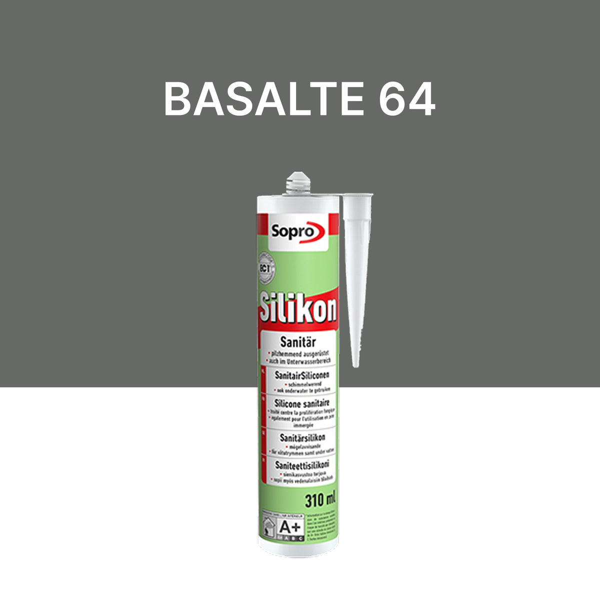 Mastic silicone spécial piscine - Basalte 64 - 310 ml