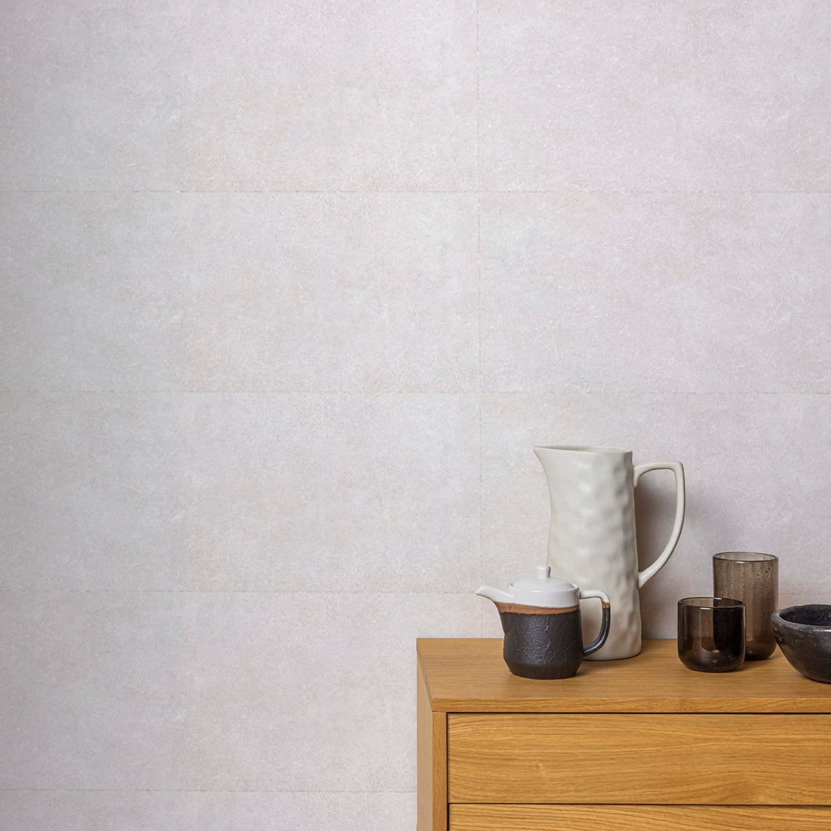 Carrelage effet Béton Gris Cendré 75x25x1,05 cm Sorelan - Mur intérieur