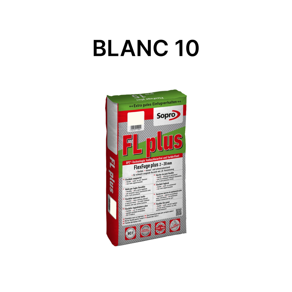 Joint carrelage intérieur et extérieur - 2 à 20 mm - Blanc 10 - Sopro FL plus - 5 kg