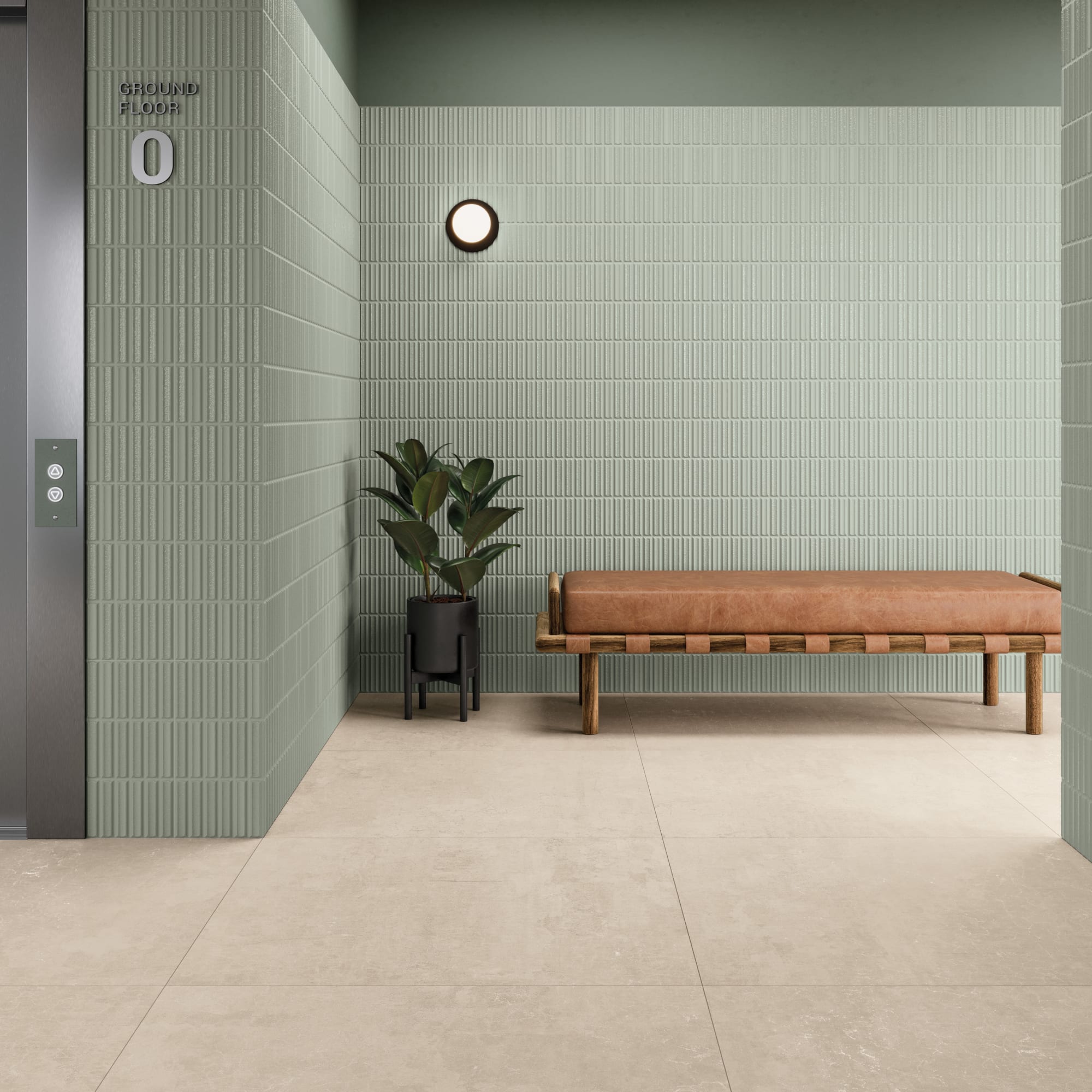 Carrelage 3D Vert 40x20x1,4 cm Movira - Mur intérieur