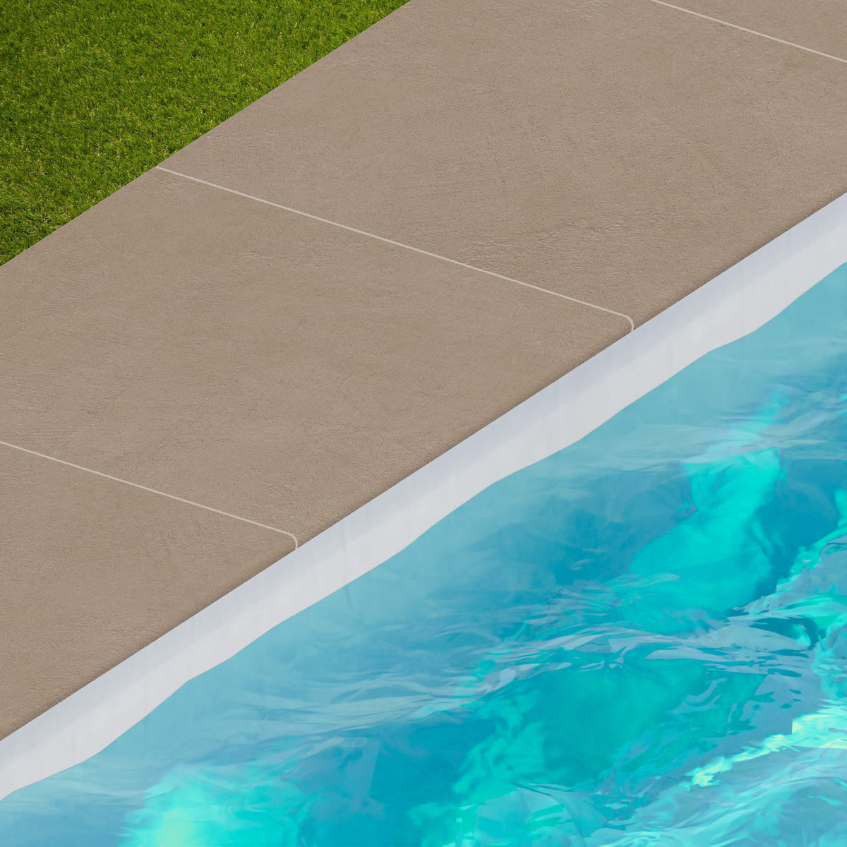 Margelle de piscine effet Béton Brun Sable 60x60x2 cm Bord 1/2 Rond Benzaro