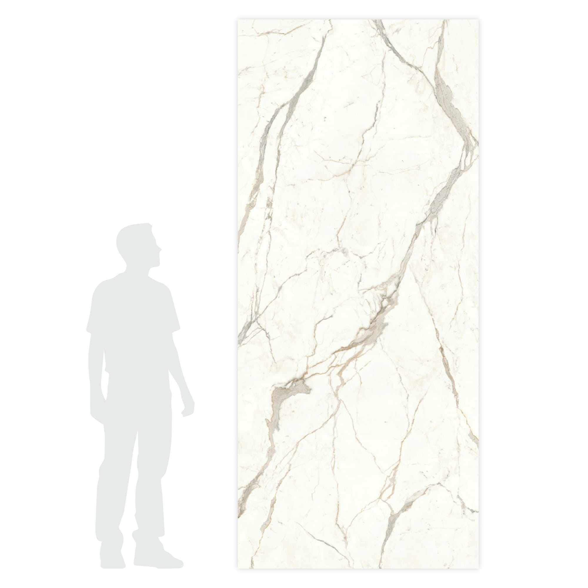 Carrelage effet Marbre Blanc Calacatta Prima Bookmatch A 278x120x0,6 cm Brillant Faventa - Mur intérieur