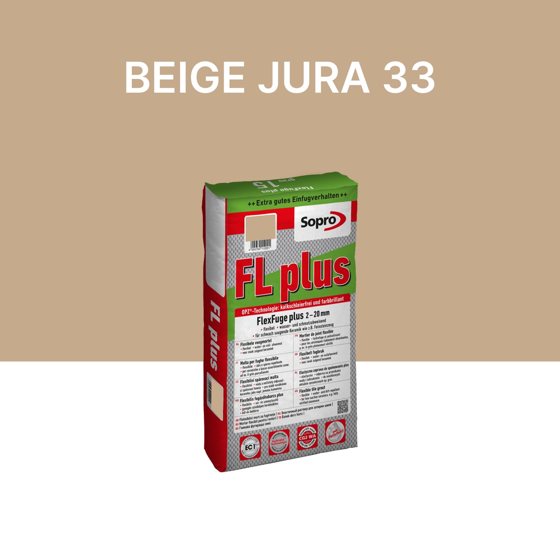 Joint carrelage intérieur et extérieur - 2 à 20 mm - Beige Jura 33 - Sopro FL plus - 5 kg