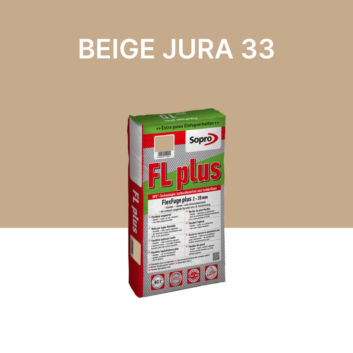 Joint carrelage intérieur et extérieur - 2 à 20 mm - Beige Jura 33 - Sopro FL plus - 5 kg