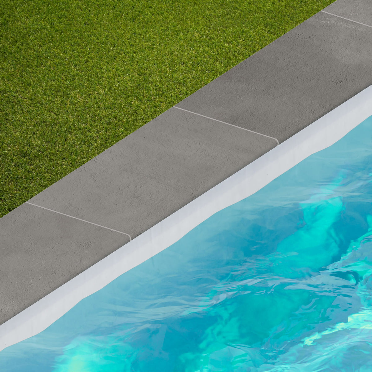 Margelle de piscine effet Béton Gris Ombre 60x30x2 cm Bord 1/2 Rond Gravino