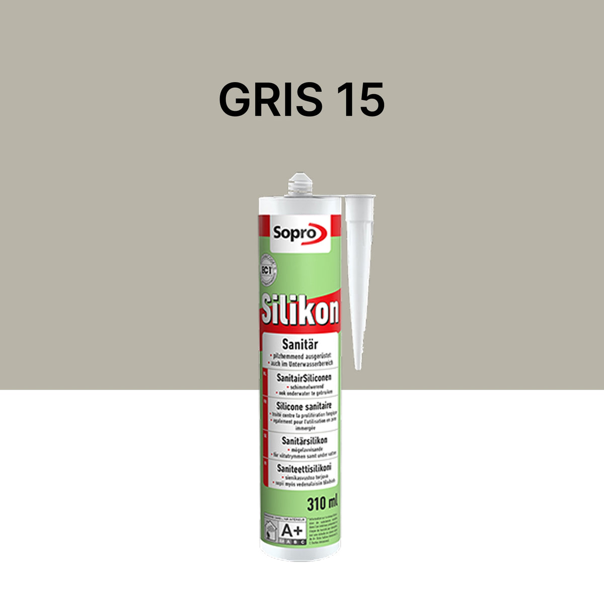 Mastic silicone spécial piscine - Gris 15 - 310 ml