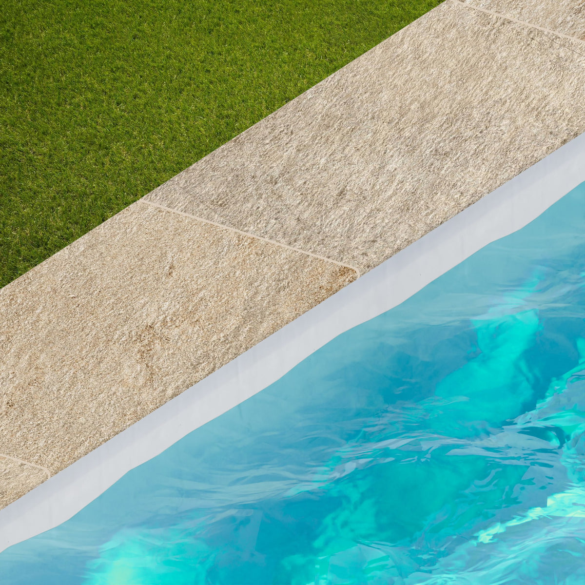 Margelle de piscine effet Pierre Quartzite Beige Doré 80x40x2 cm Bord 1/2 Rond Salvero