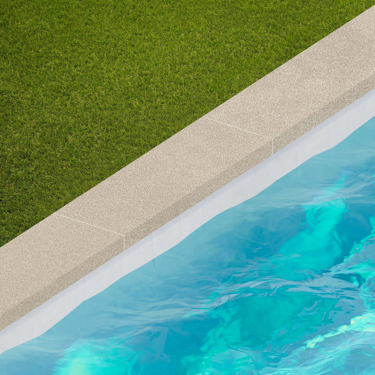 Margelle de piscine effet Béton Beige Crème 60x20x2 cm Bord Droit avec retombée Vetrano