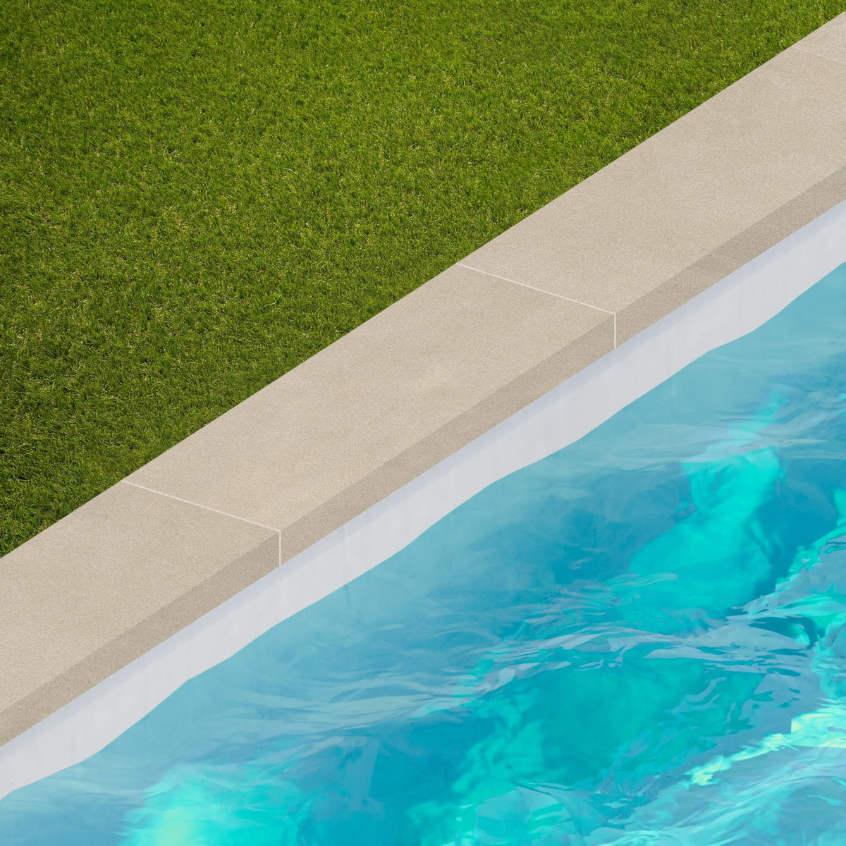 Margelle de piscine effet Béton Beige Crème 60x20x2 cm Bord Droit avec retombée Vetrano