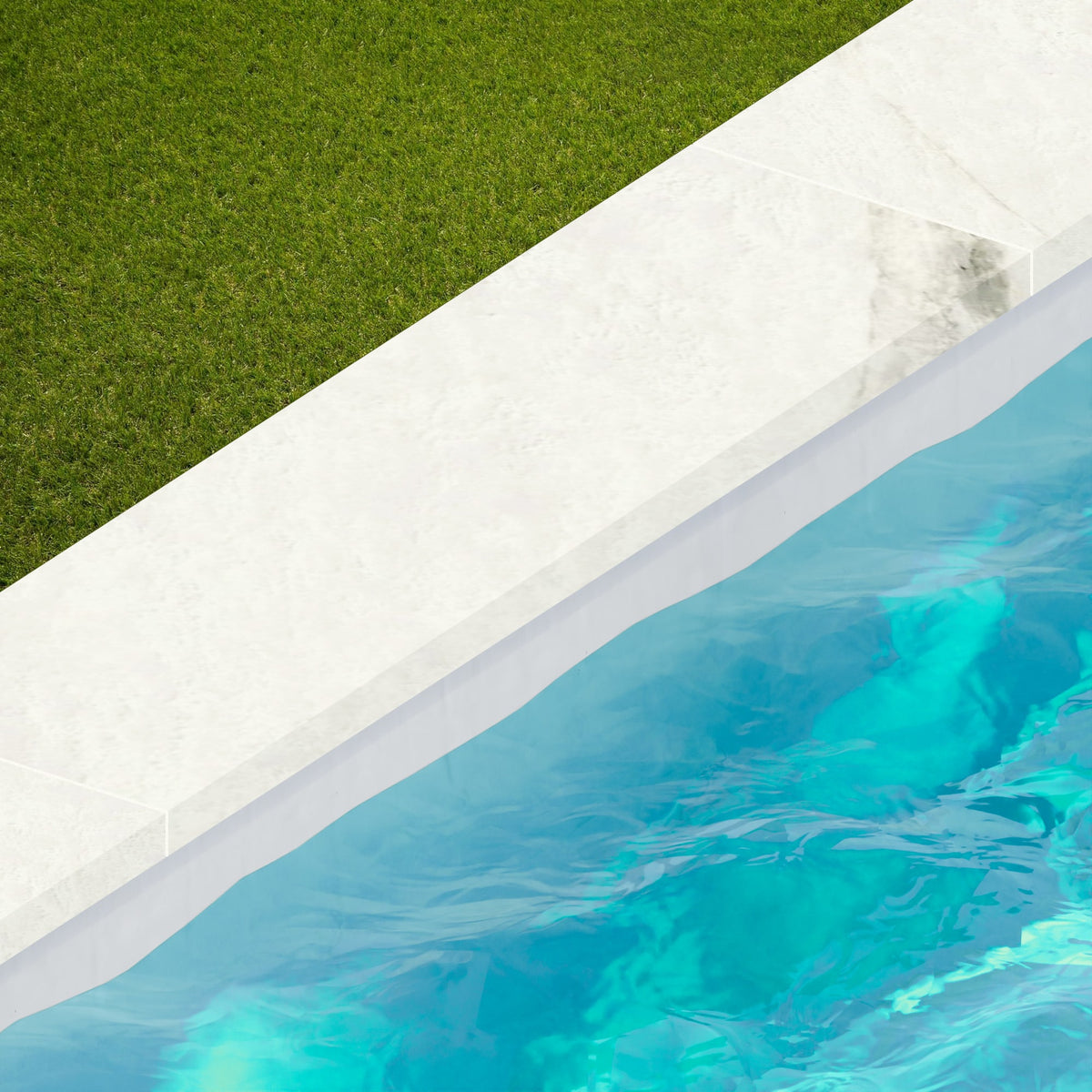 Margelle de piscine effet Marbre Blanc Calacatta Armonia 120x33x2 cm Bord Droit avec retombée Orsiano