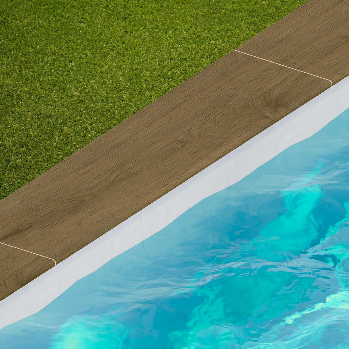 Margelle de piscine effet Bois Chêne Fumé Rustic 120x30x2 cm Bord 1/2 Rond Forenza