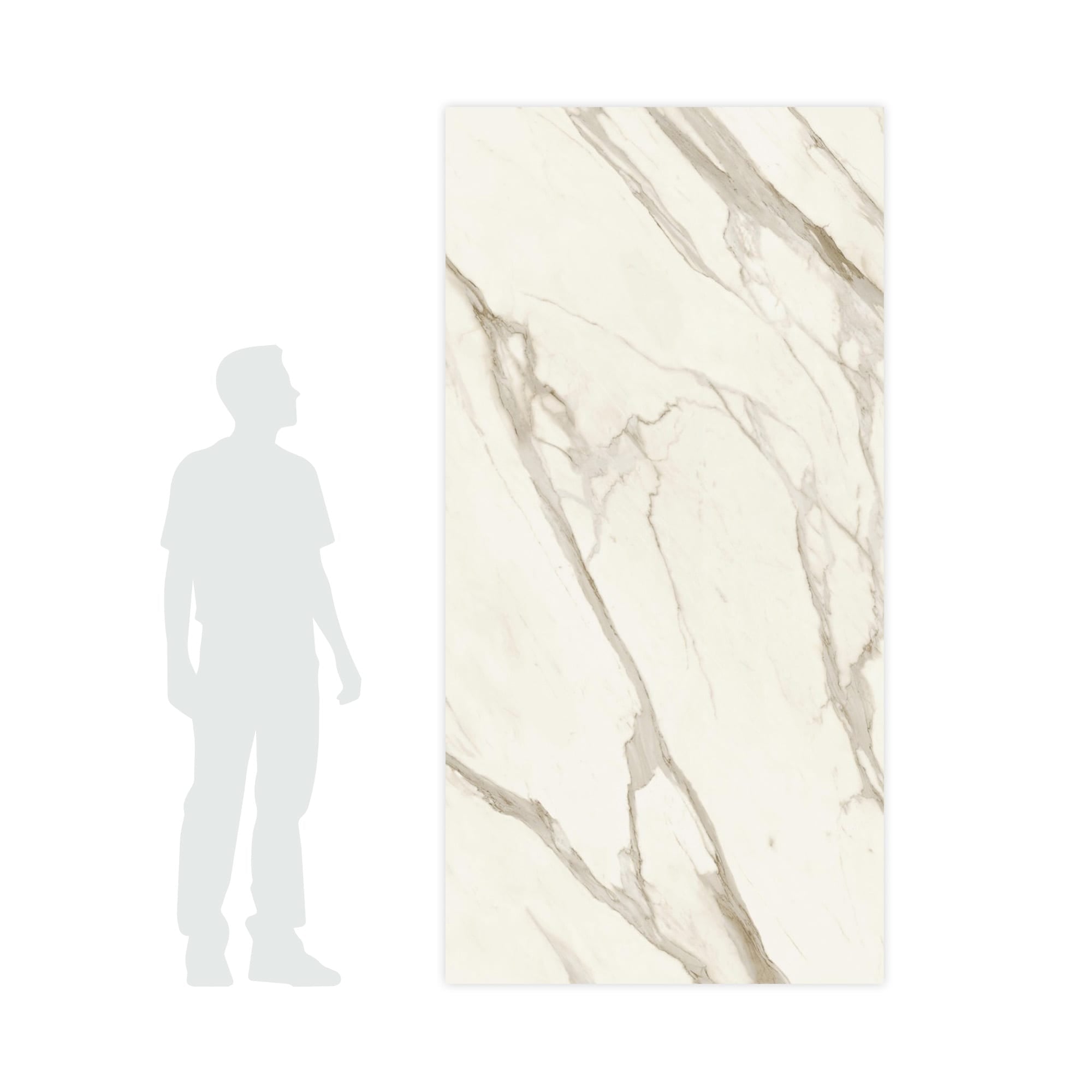 Carrelage effet Marbre Blanc Calacatta Sublime 240x120x0,9 cm Brillant Orsiano - Mur intérieur