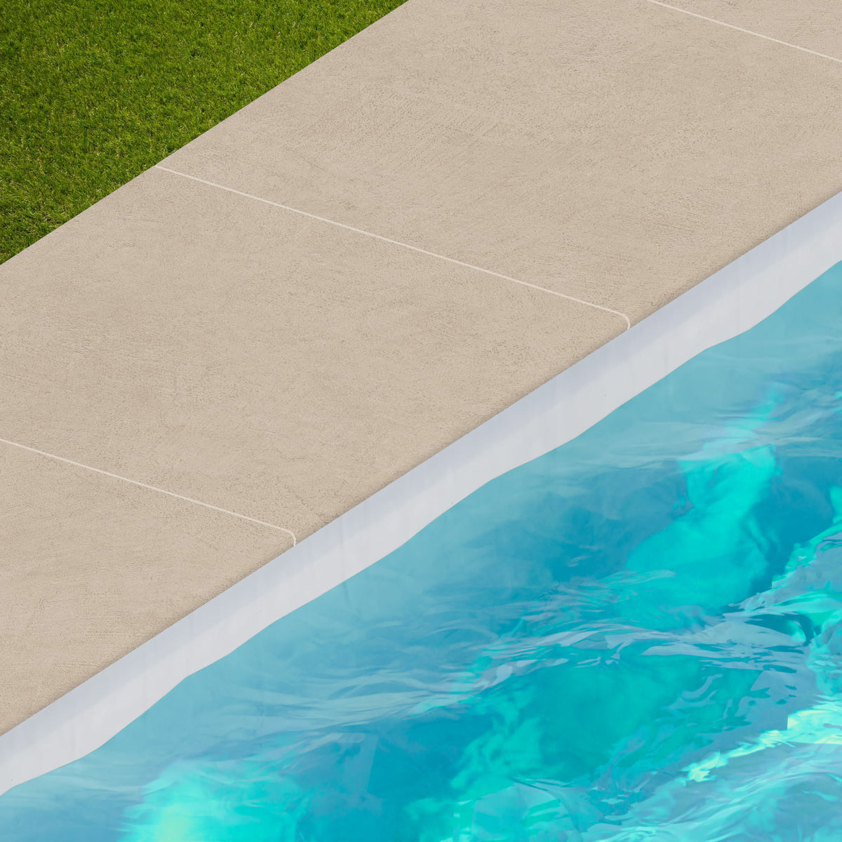 Margelle de piscine effet Béton Grège 60x60x2 cm Bord 1/2 Rond Benzaro