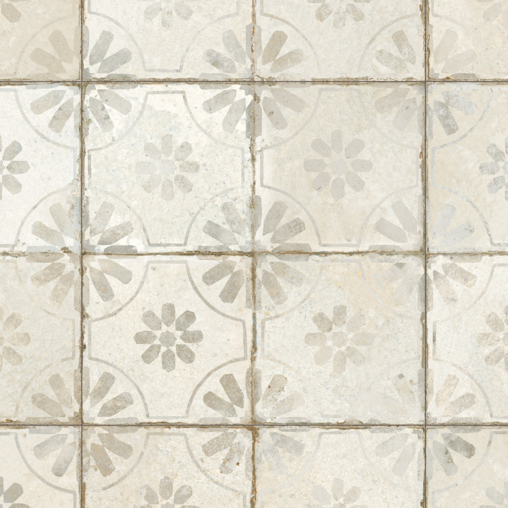 Carrelage Vintage effet Carreau ciment Blanc 45x45x0,95 cm Selvara - Sol et mur intérieur