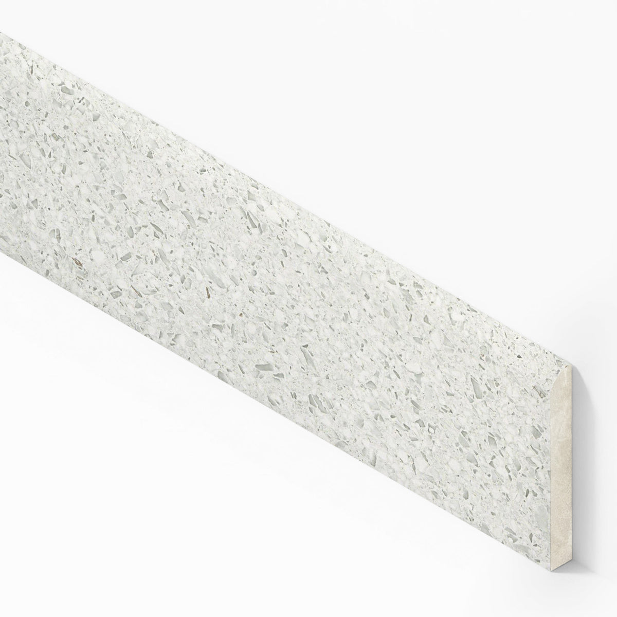 Plinthe carrelage effet Terrazzo Blanc Perle 60x7,2 cm Mat Calviera