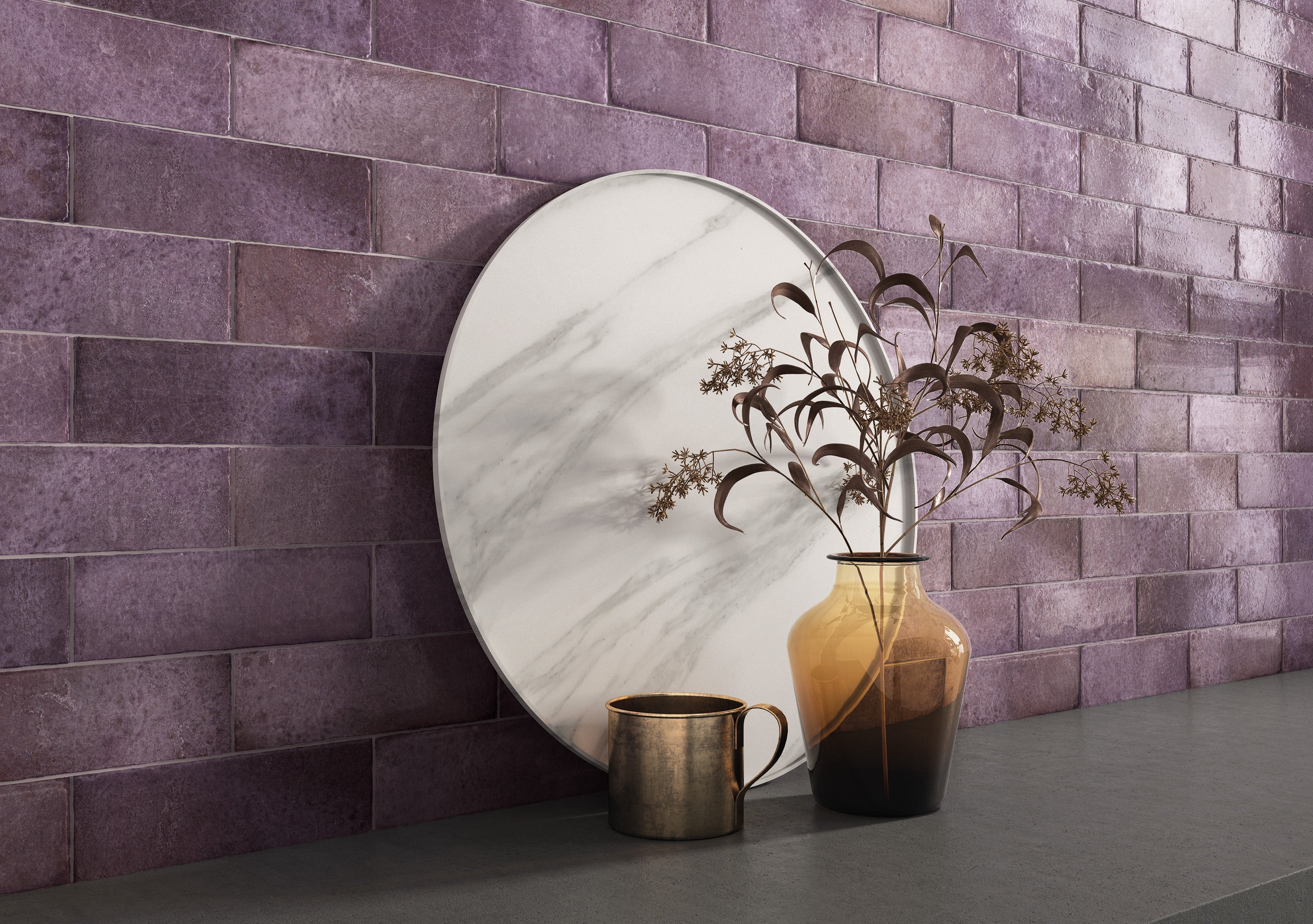 Carrelage effet Zellige Violet 20x6,5x0,85 cm Caldero - Mur intérieur