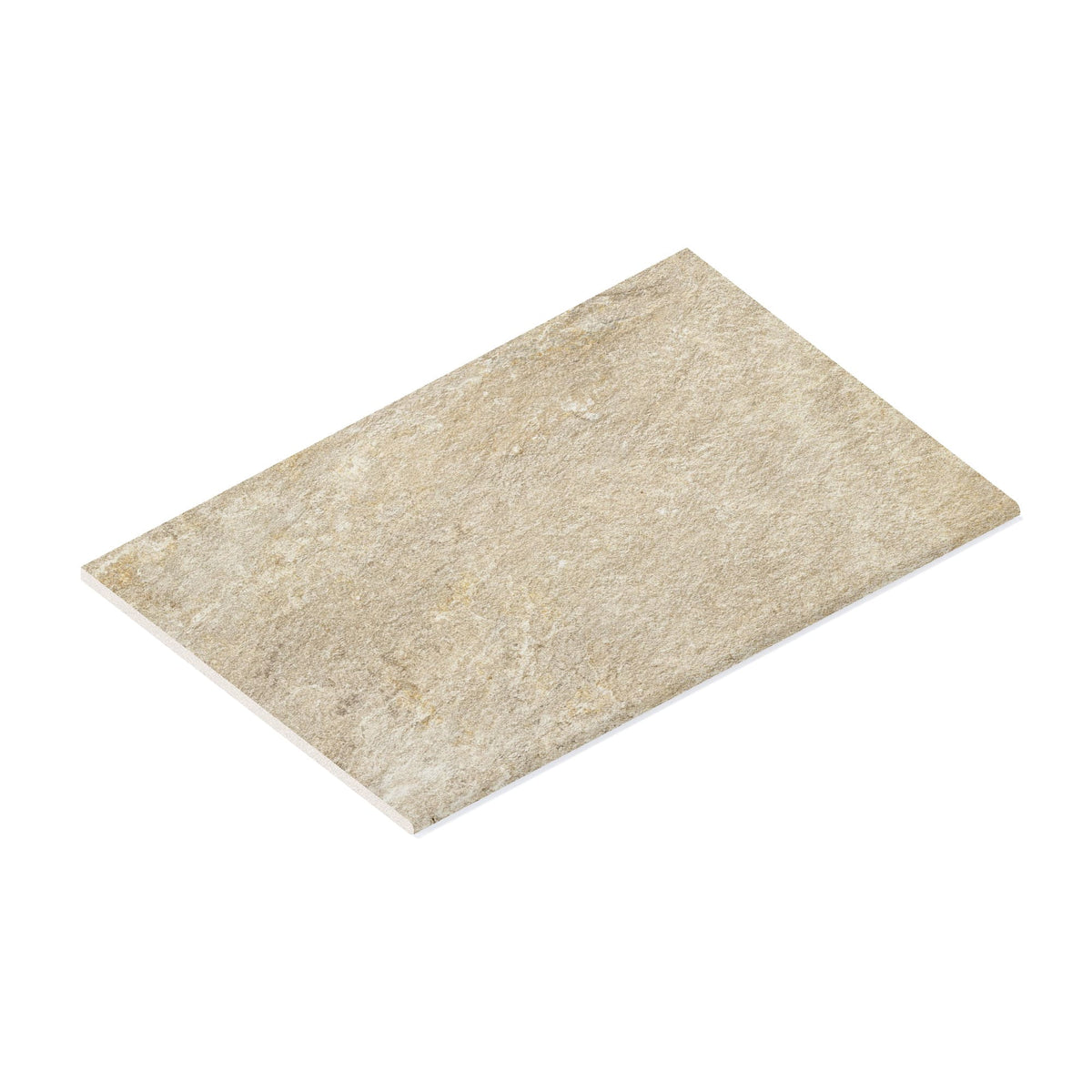 Margelle de piscine effet Pierre Quartzite Gris Beige 90x60x2 cm Bord 1/2 Rond Salvero