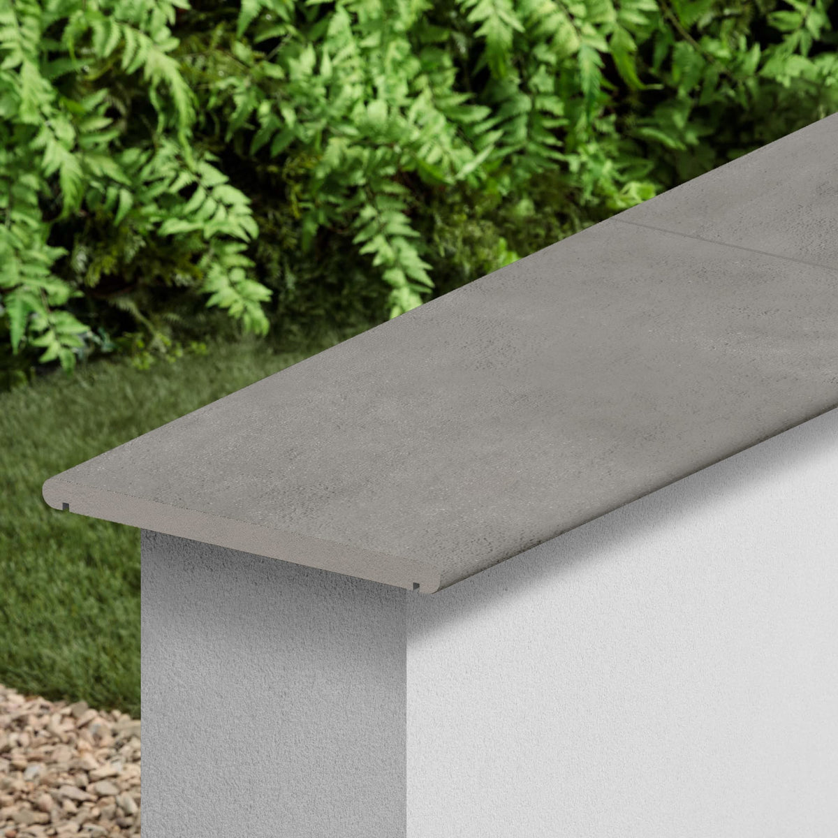 Couvertine effet Béton Gris Ombre 60x30x2 cm Bord 1/2 Rond Double Larmier Gravino