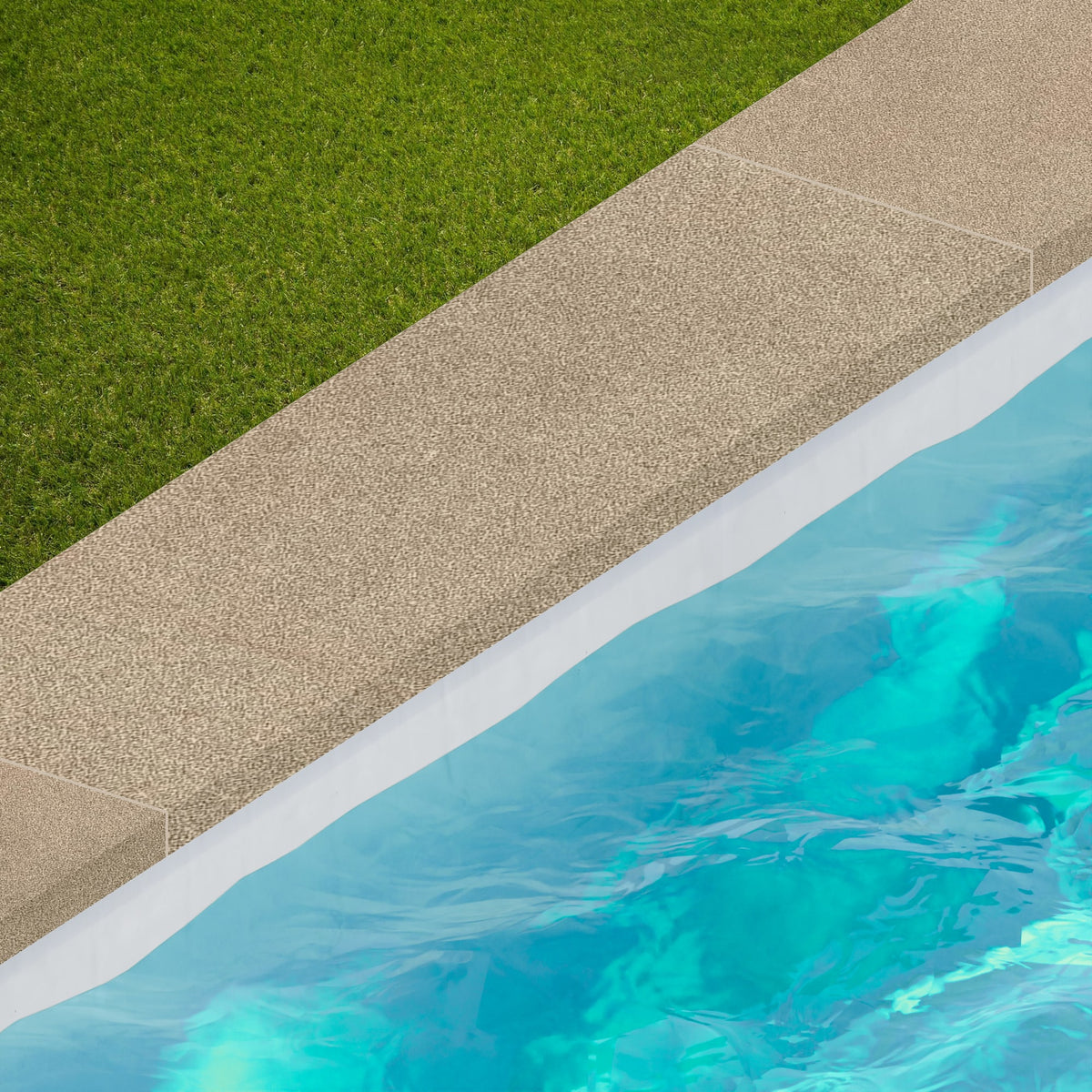 Margelle de piscine effet Béton Beige Terre 120x33x2 cm Bord Droit avec retombée Vetrano