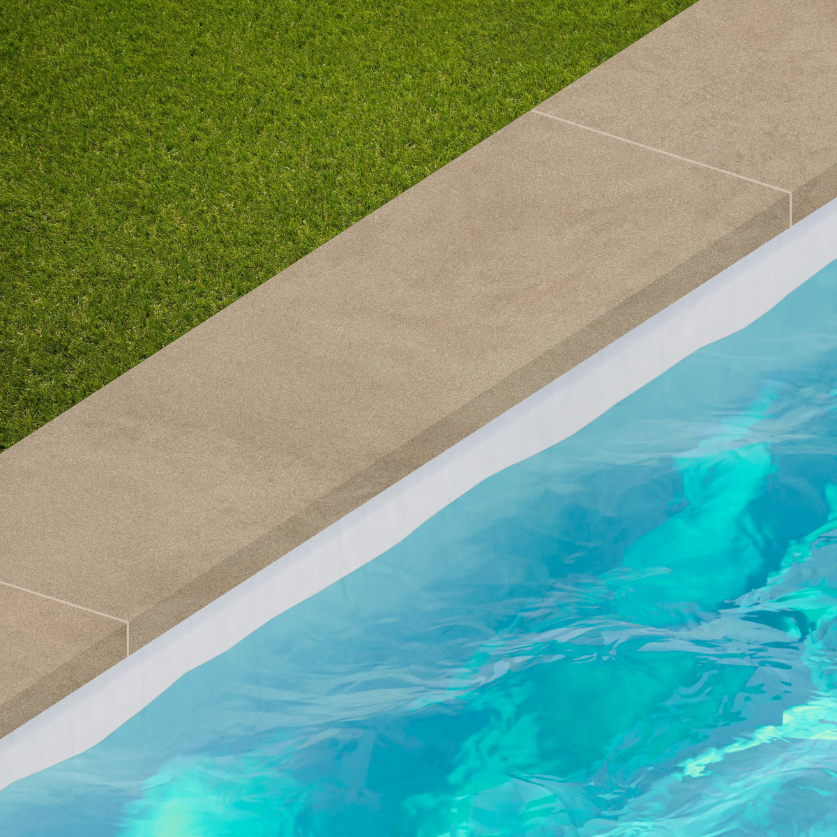 Margelle de piscine effet Béton Beige Terre 120x33x2 cm Bord Droit avec retombée Vetrano