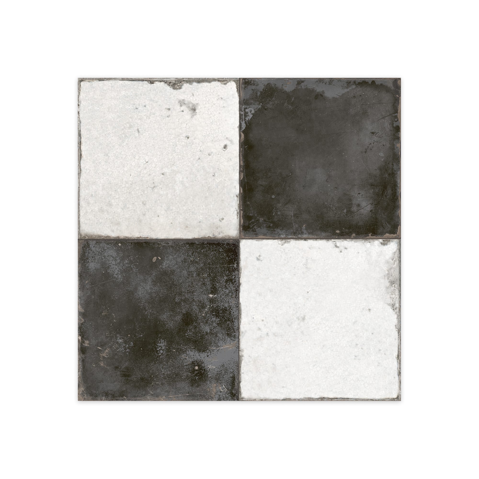 Carrelage Vintage effet Carreau ciment Noir Damier 45x45x0,95 cm Rovessa - Sol et mur intérieur