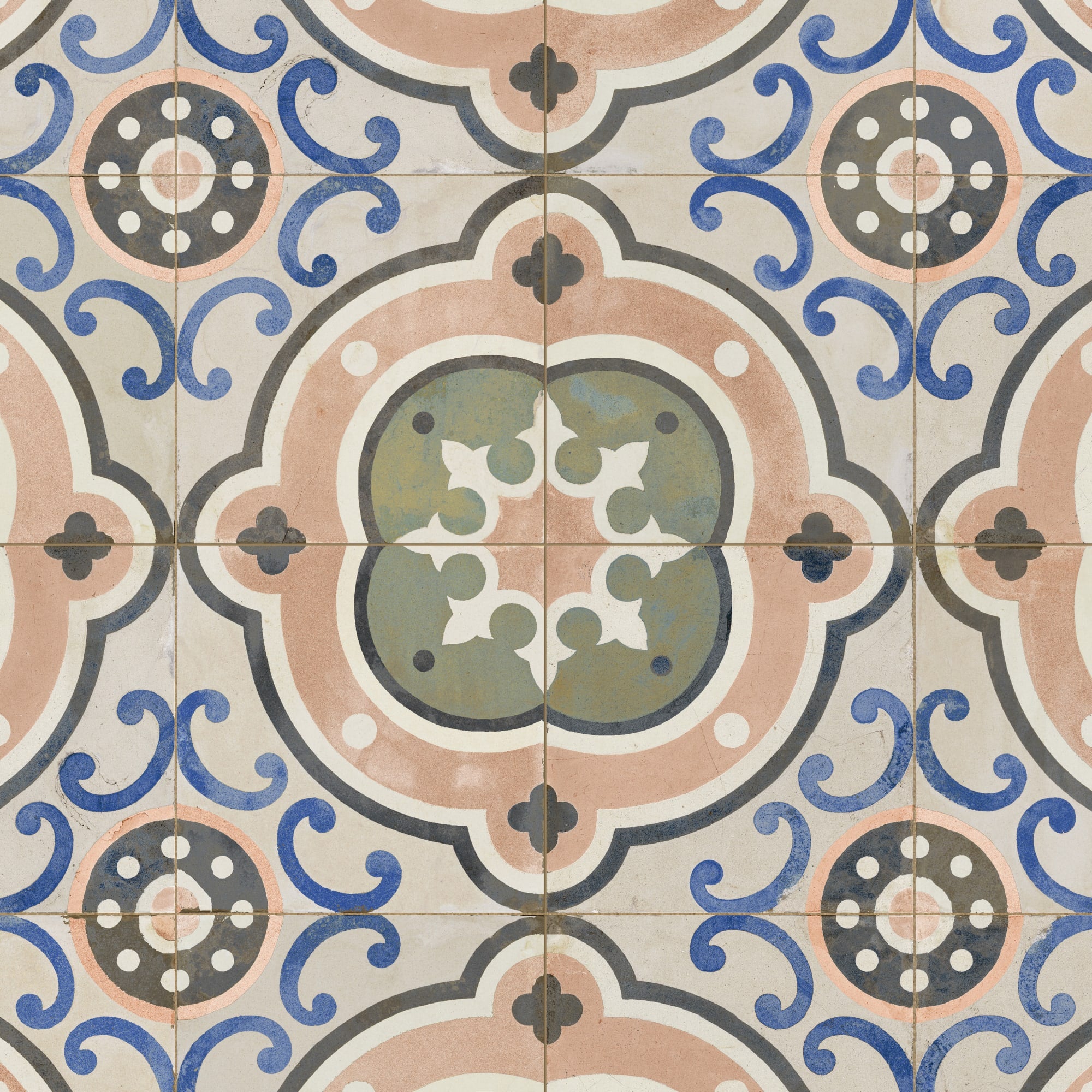 Carrelage Vintage effet Carreau ciment Multicolore Gades 45x45x0,95 cm Florava - Sol et mur intérieur