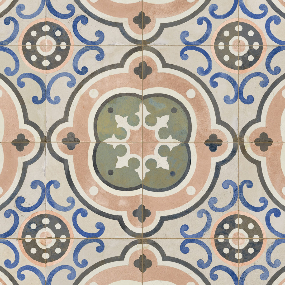 Carrelage Vintage effet Carreau ciment Multicolore Gades 45x45x0,95 cm Florava - Sol et mur intérieur