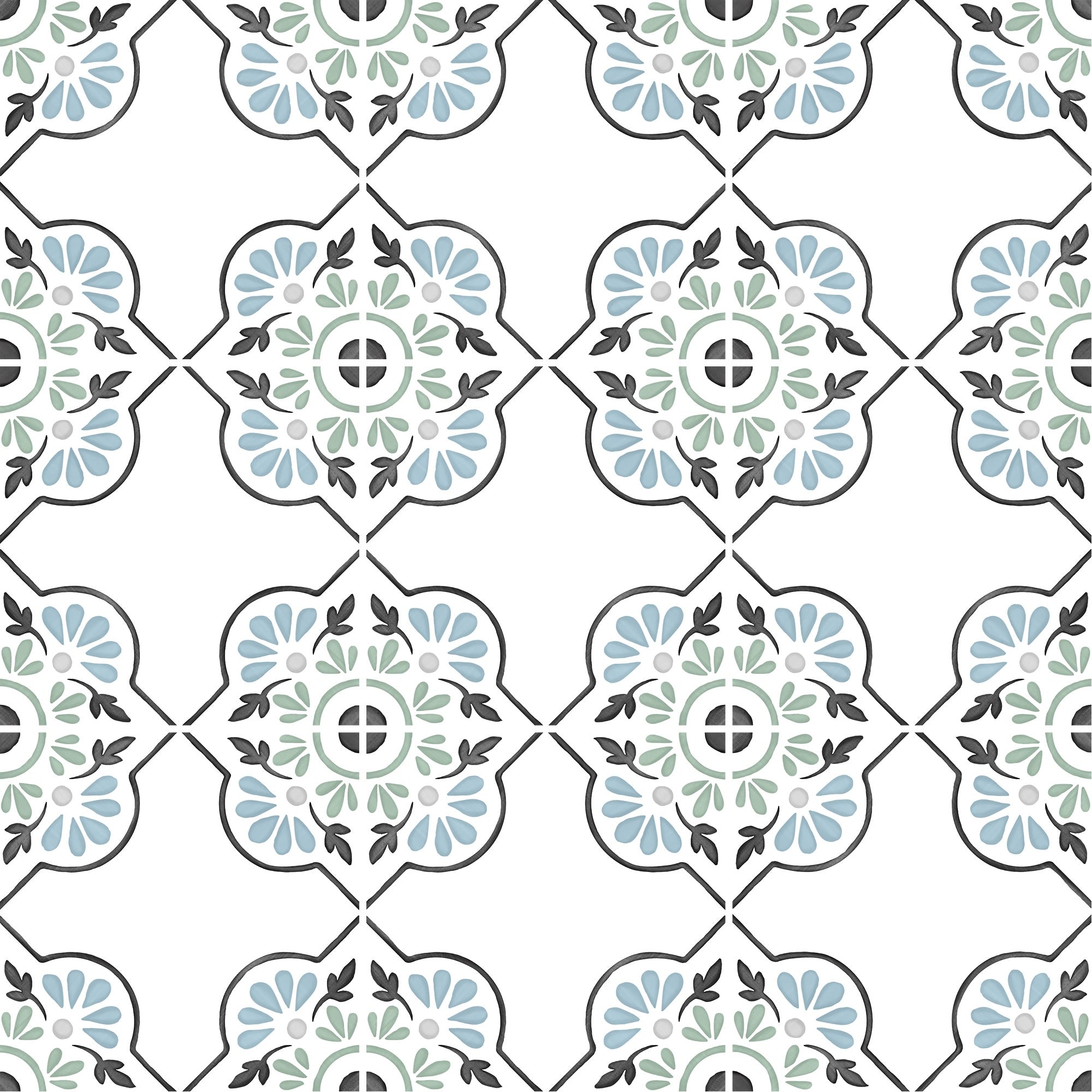 Carrelage effet Carreau ciment Lioris Bleu 12,3x12,3x0,87 cm Tanerio - Sol et mur intérieur