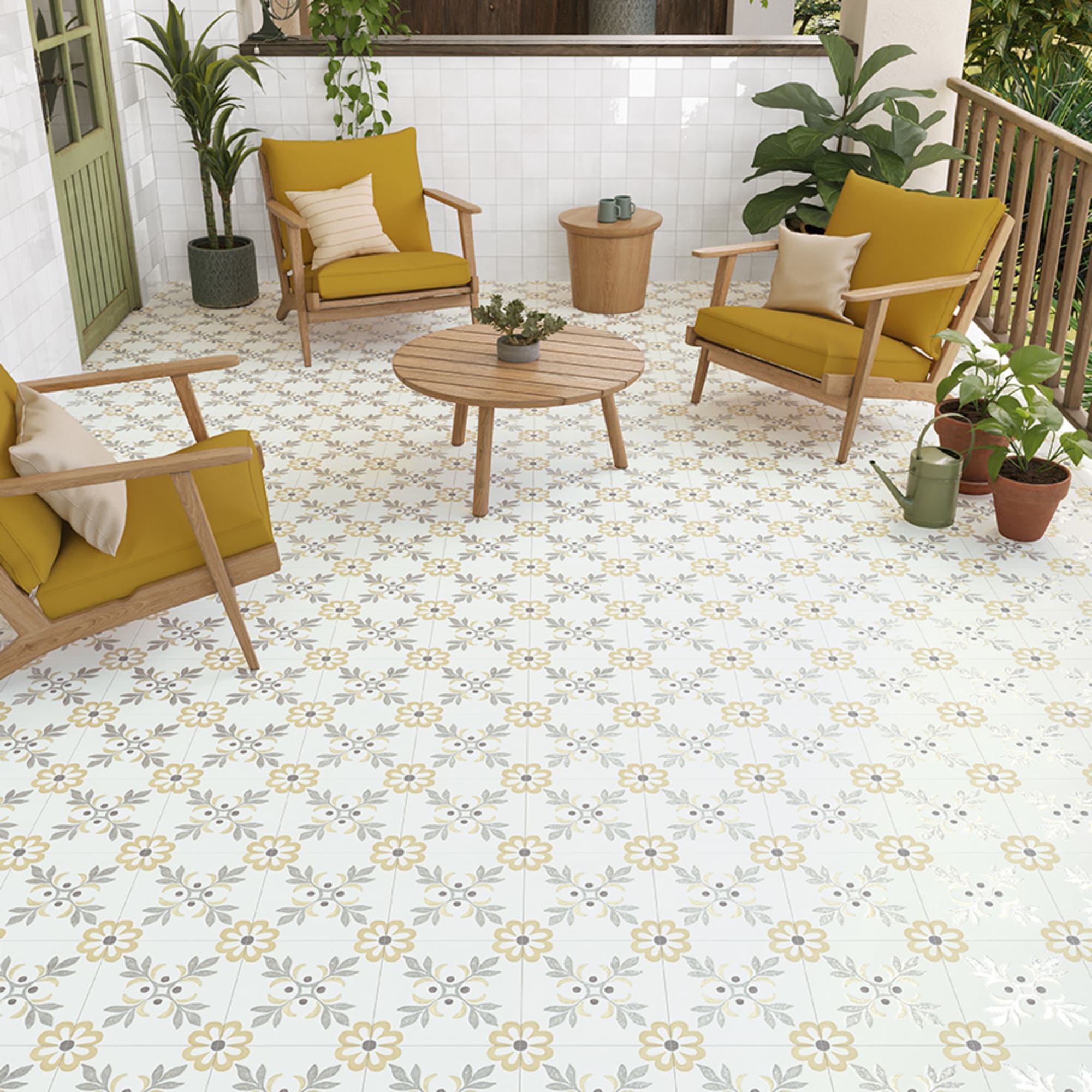 Carrelage effet Zellige Blanc 10,7x10,7x0,9 cm Velmio - Mur intérieur