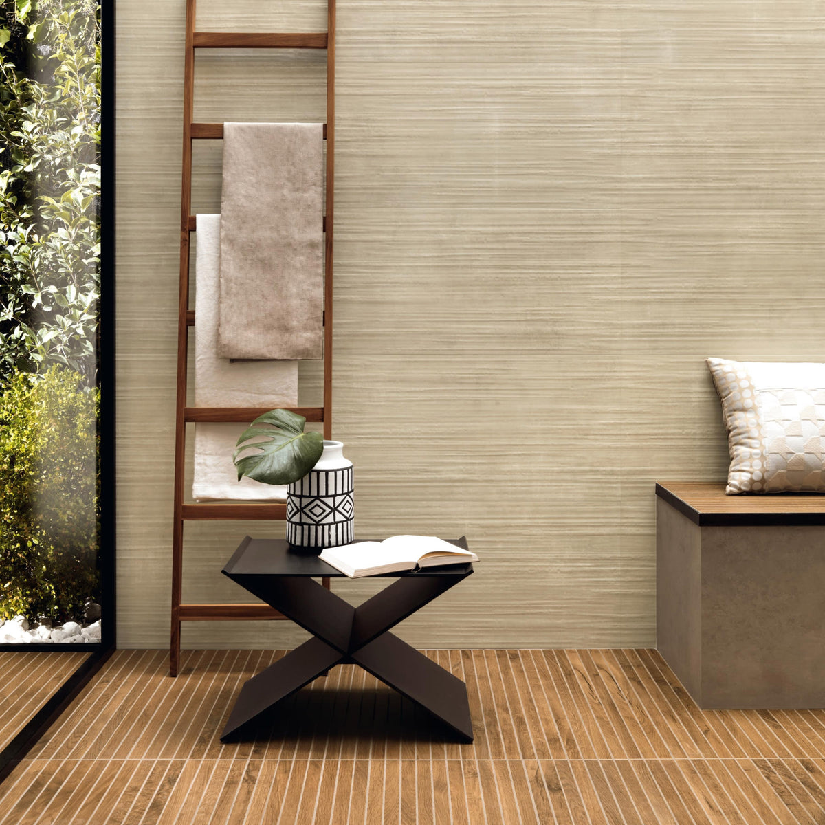 Carrelage effet Parquet Bois Chêne Cognac Stripe 75x18,5x0,9 cm Mat Lorenta - Sol et mur intérieur