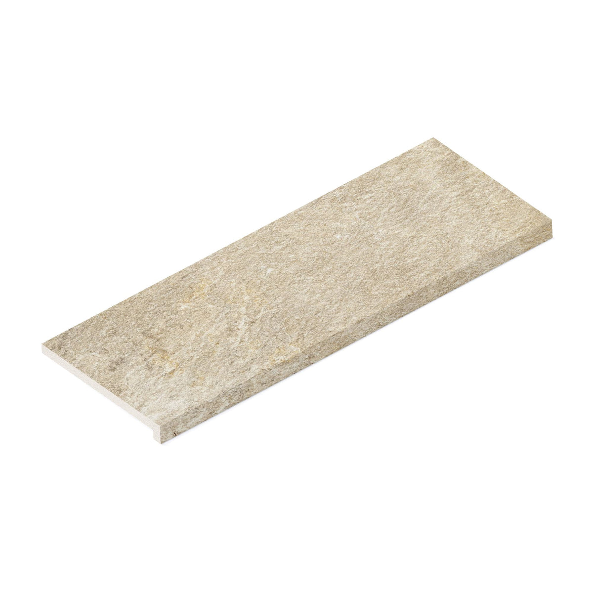 Margelle de piscine effet Pierre Quartzite Gris Beige 90x33x2 cm Bord Droit avec retombée Salvero