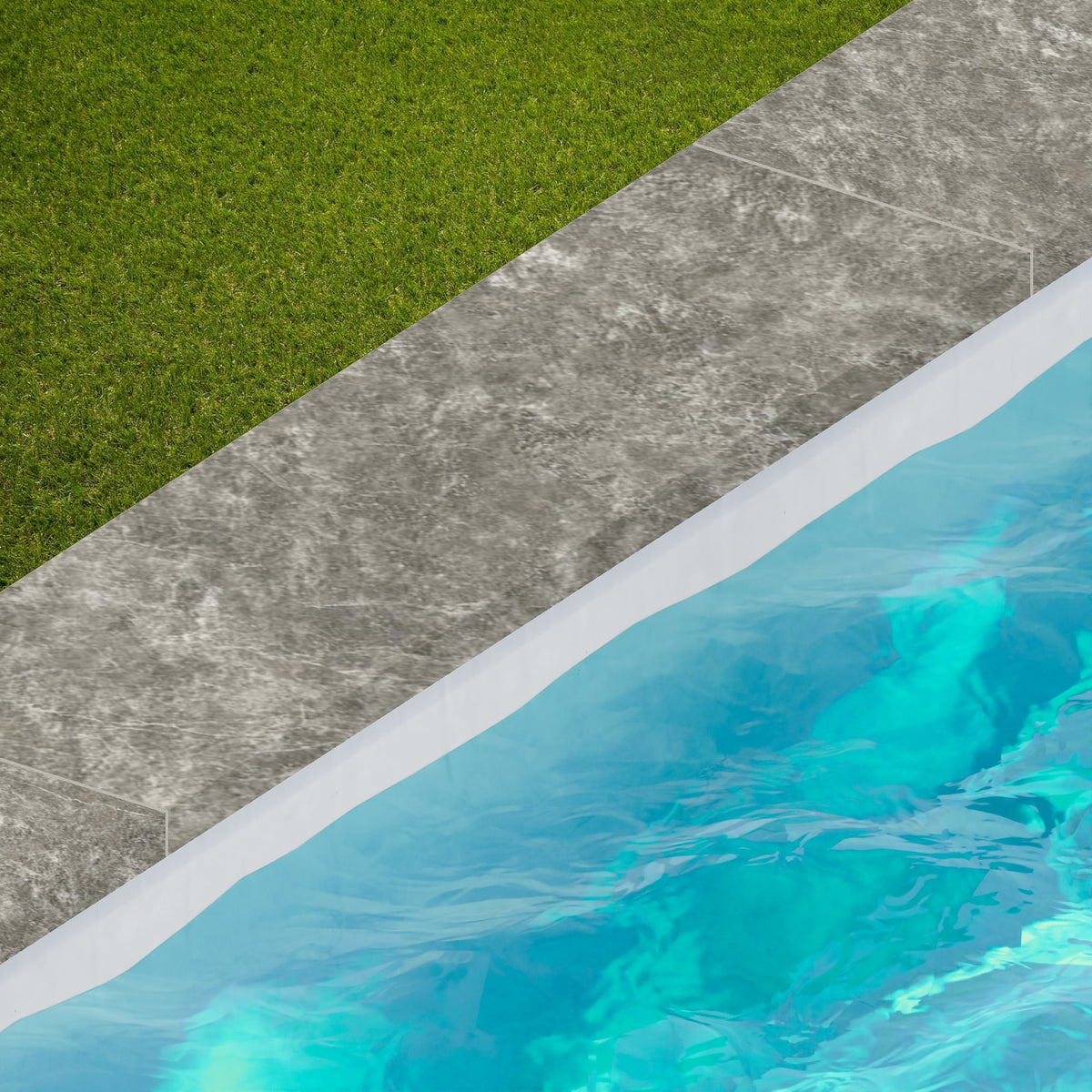 Margelle de piscine effet Marbre Gris Impérial 120x33x2 cm Bord Droit avec retombée Orsiano