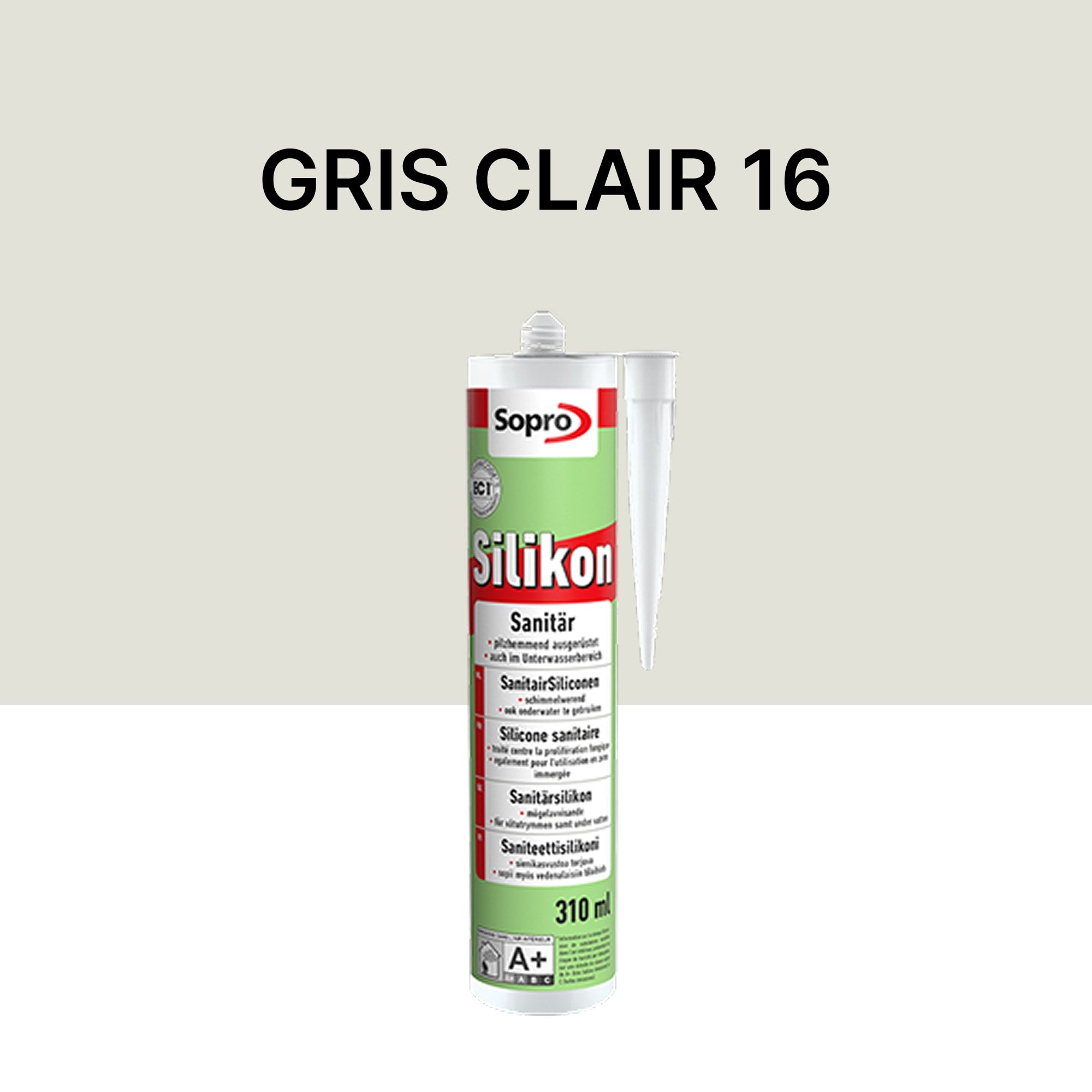 Mastic silicone spécial piscine - Gris clair 16 - 310 ml