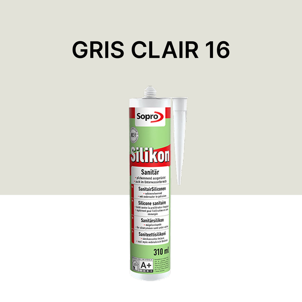 Mastic silicone spécial piscine - Gris clair 16 - 310 ml