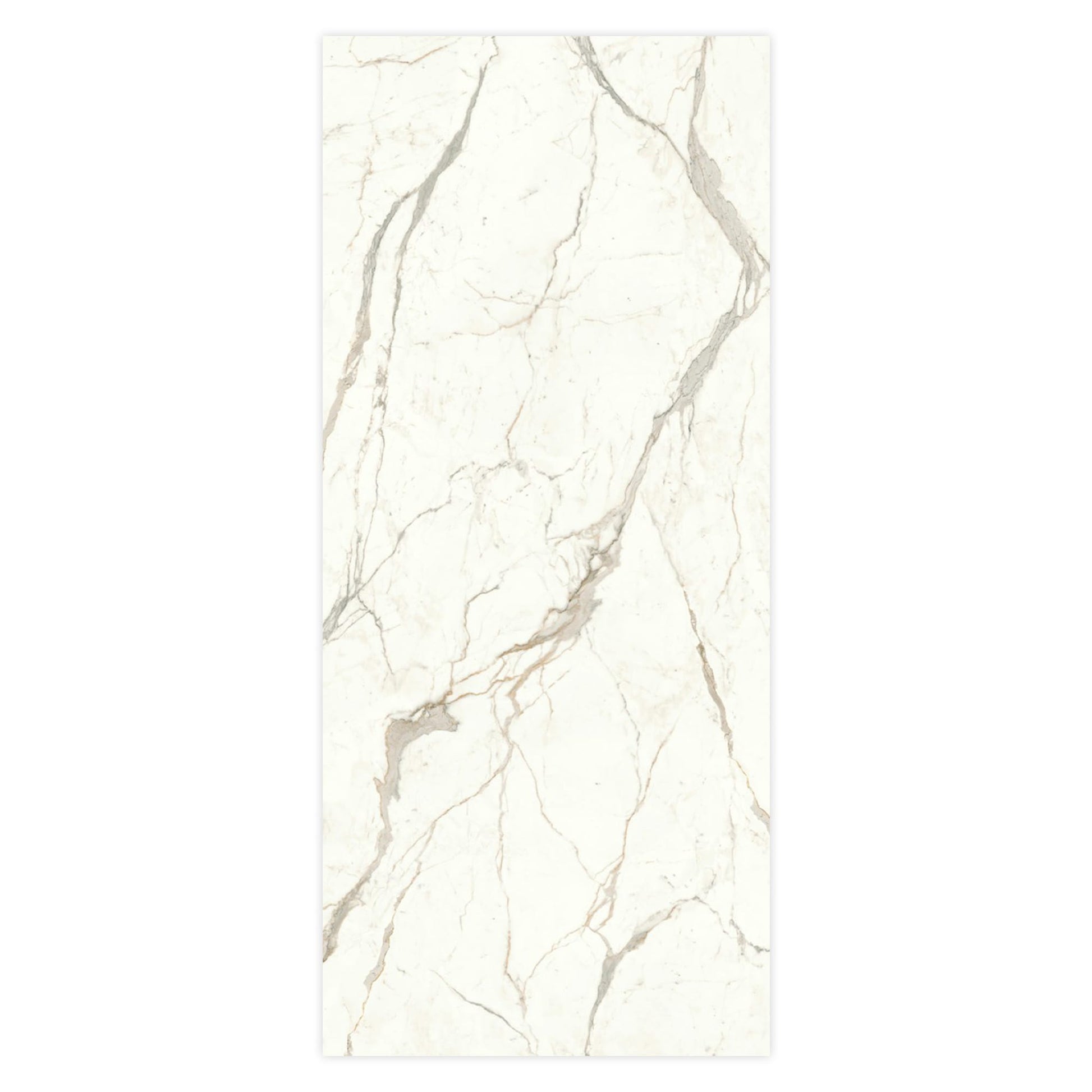 Carrelage effet Marbre Blanc Calacatta Prima Bookmatch A 278x120x0,6 cm Brillant Faventa - Mur intérieur
