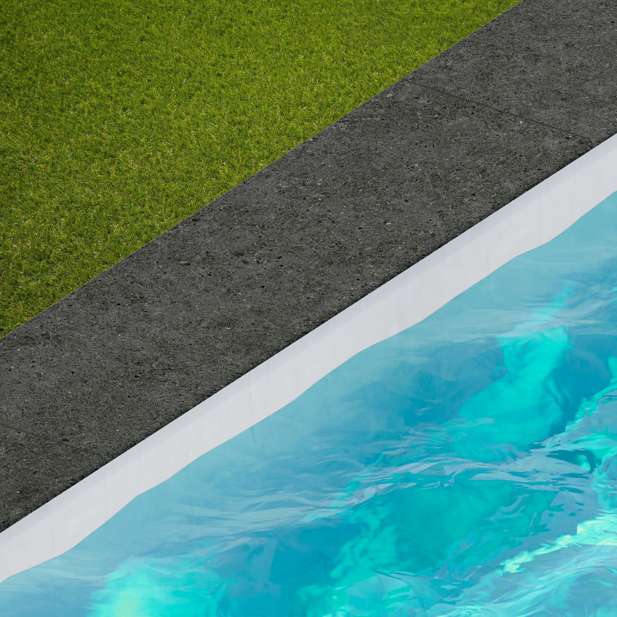 Margelle de piscine effet Pierre Calcaire Gris Carbone 120x33x2 cm Bord 1/2 Rond Domella