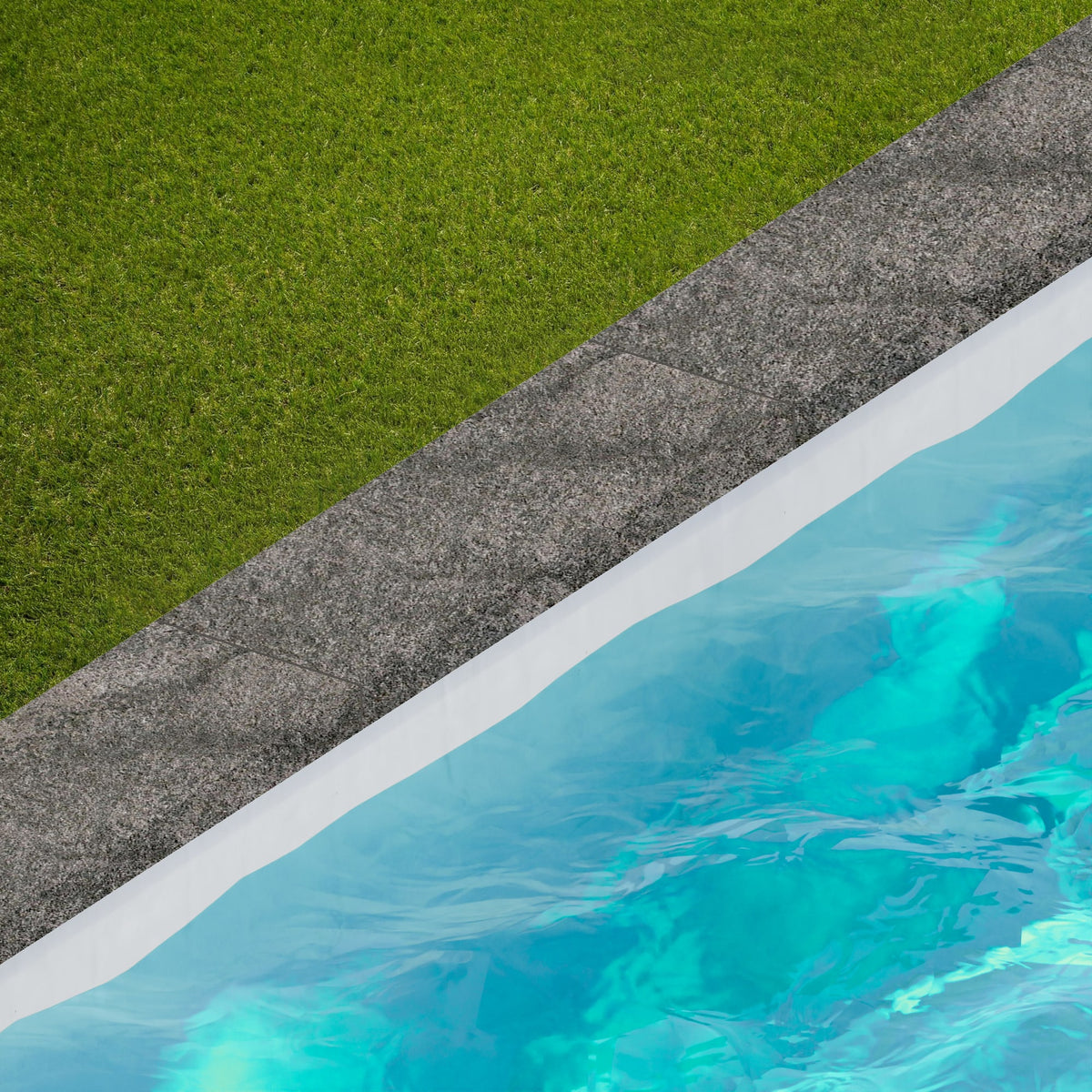 Margelle de piscine effet Pierre Quartzite Gris Argile 60x20x2 cm Bord Droit avec retombée Teravio