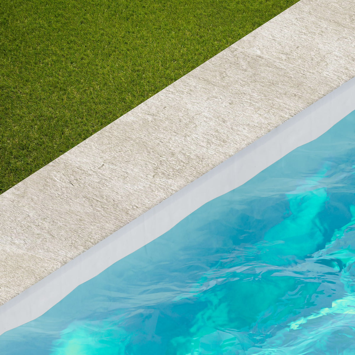 Margelle de piscine effet Pierre Quartzite Gris Crème 120x33x2 cm Bord 1/2 Rond Teravio