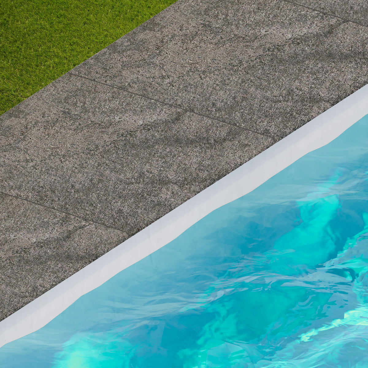 Margelle de piscine effet Pierre Quartzite Gris Argile 60x60x2 cm Bord 1/2 Rond Teravio