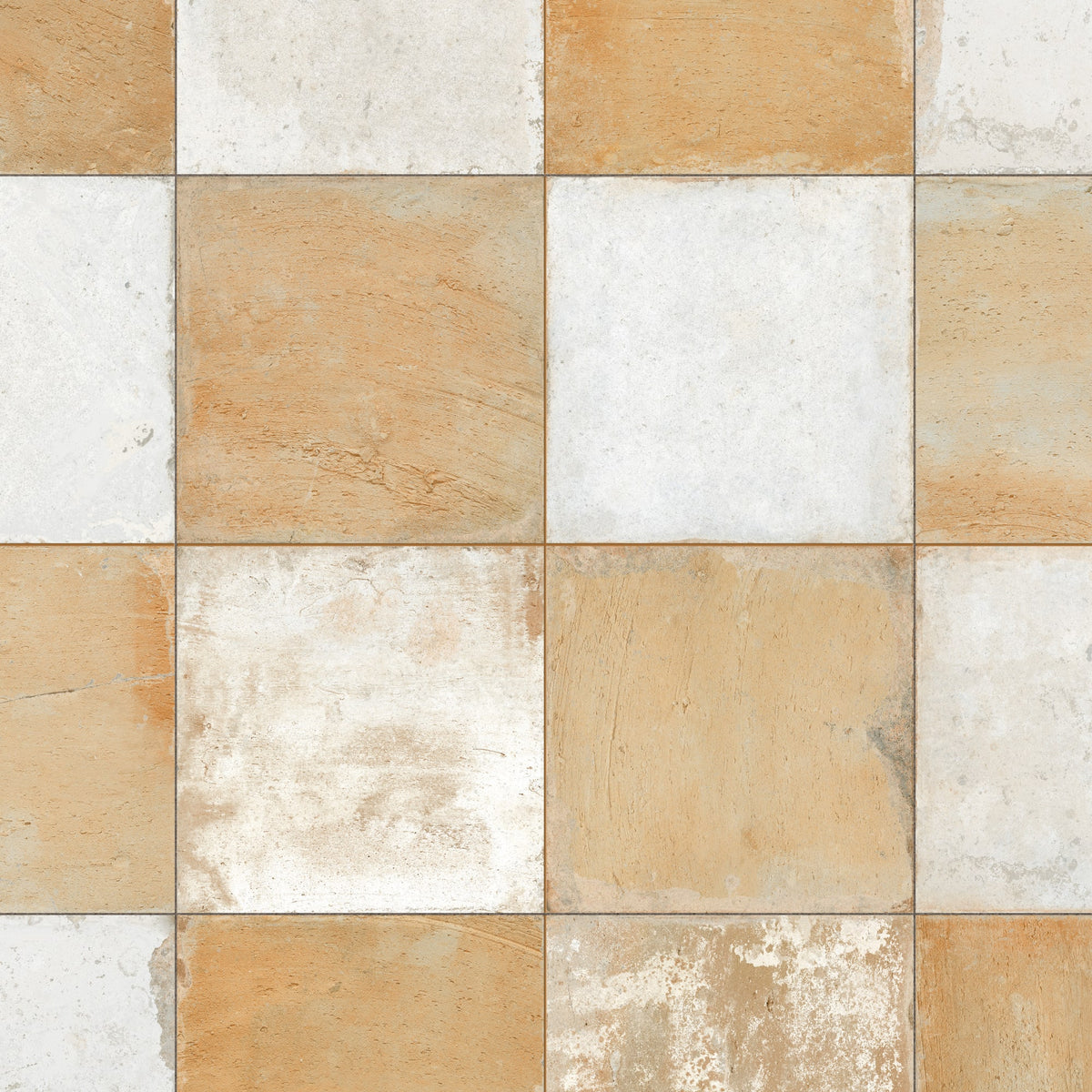 Carrelage Vintage effet Carreau ciment Jaune Damier 45x45x0,95 cm Rosaria - Sol et mur intérieur